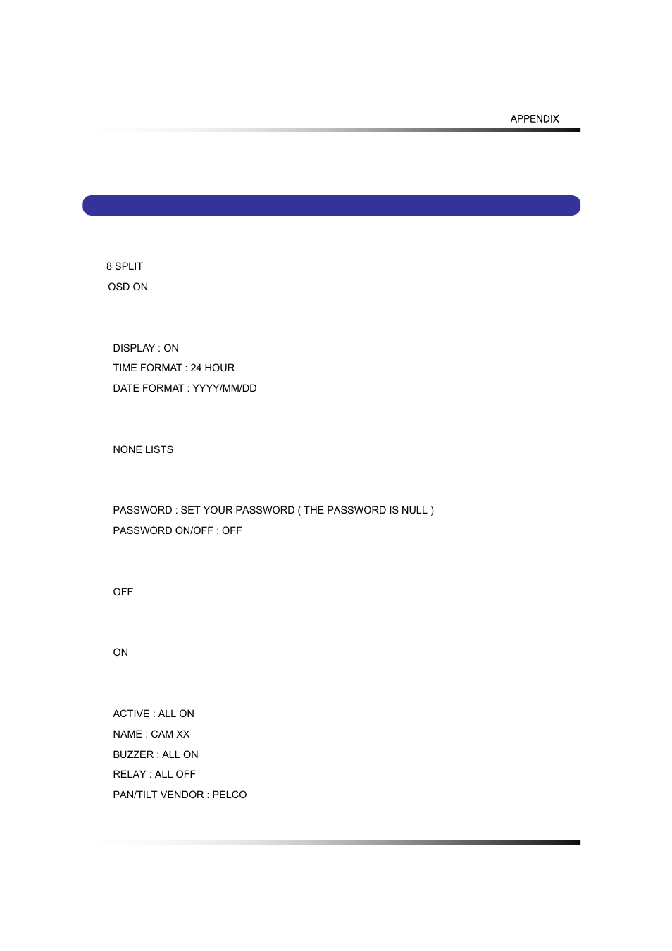 Factory default settings | Clover Electronics LCD2084 User Manual | Page 169 / 176