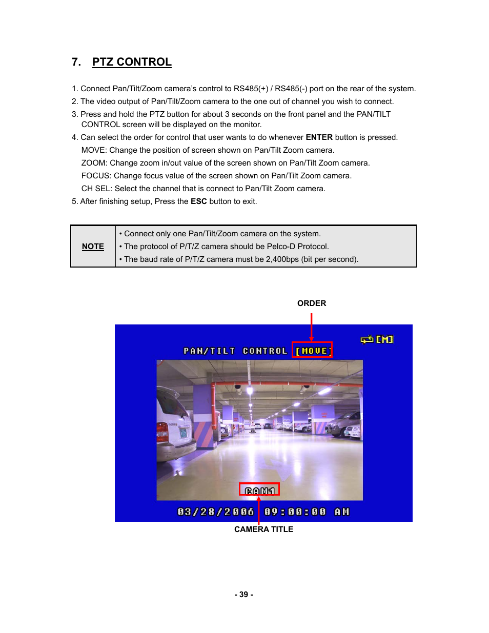 Ptz control | Clover Electronics CDR 4170 User Manual | Page 44 / 67