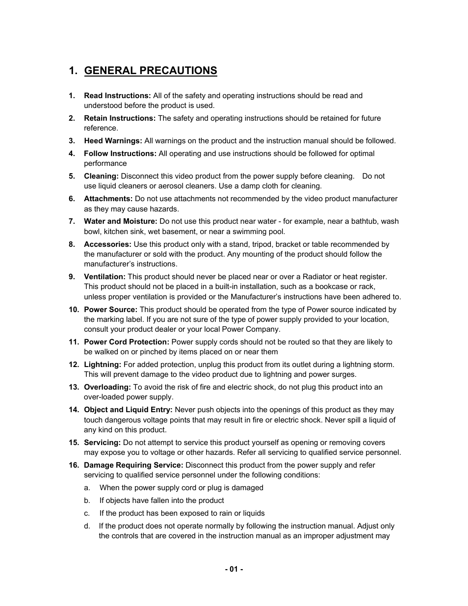 General precautions | Clover Electronics CDR 4170 User Manual | Page 6 / 67
