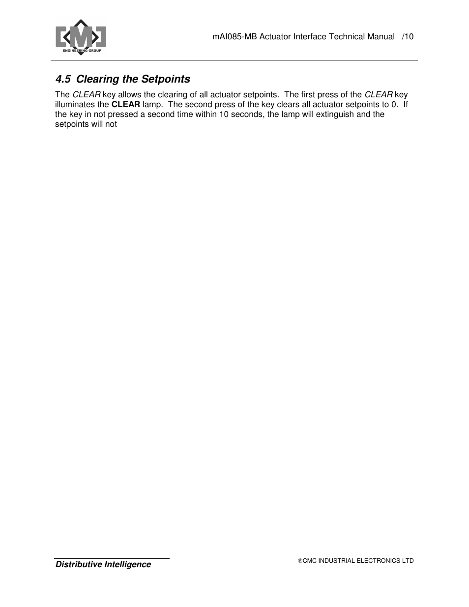 5 clearing the setpoints | CMC electronic MAI085MB User Manual | Page 14 / 50