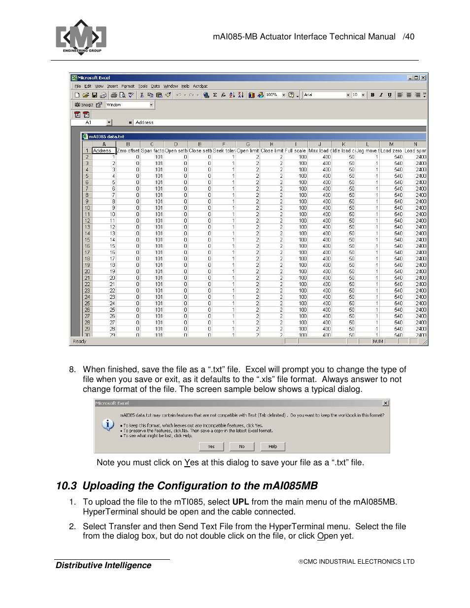 3 uploading the configuration to the mai085mb | CMC electronic MAI085MB User Manual | Page 44 / 50