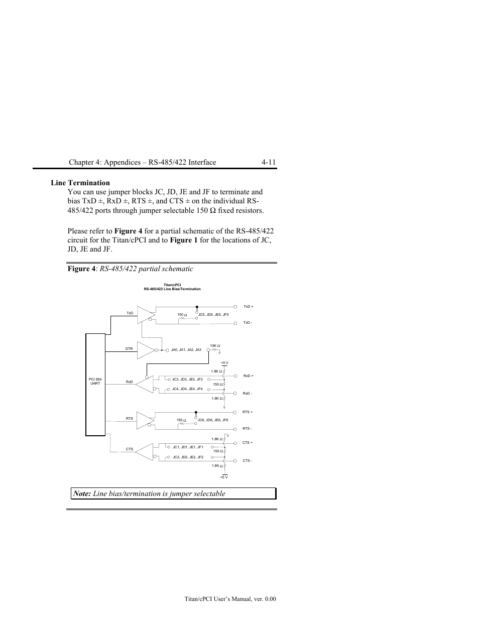Line termination -11, Figure 4: rs-485/422 partial schematic -11 | Connect Tech JB2 User Manual | Page 31 / 36
