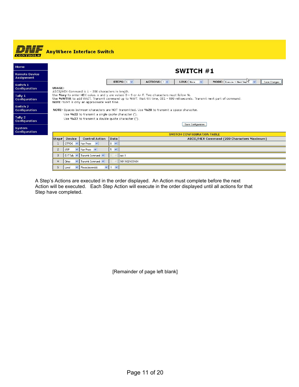 Switch configuration web page | DNF Controls AnyWhere Interface Switch User Manual | Page 11 / 20