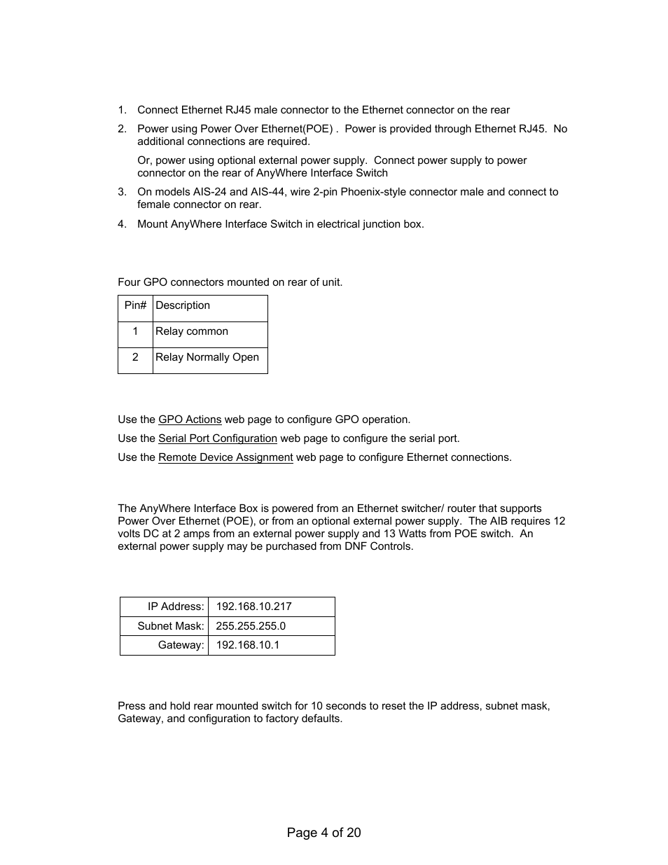 Installation & configuration | DNF Controls AnyWhere Interface Switch User Manual | Page 4 / 20