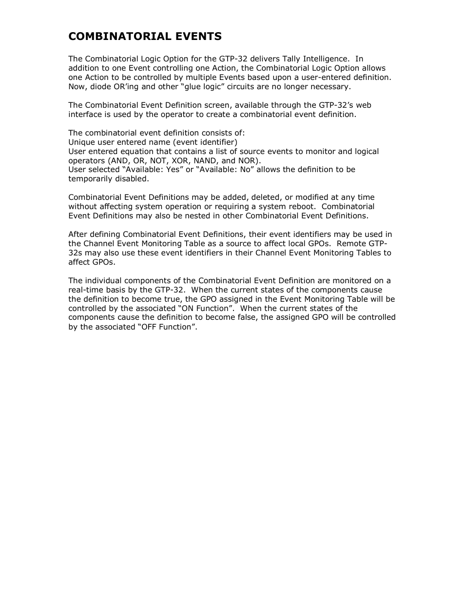 Combinatorial events | DNF Controls GTP-32 User Manual | Page 21 / 47
