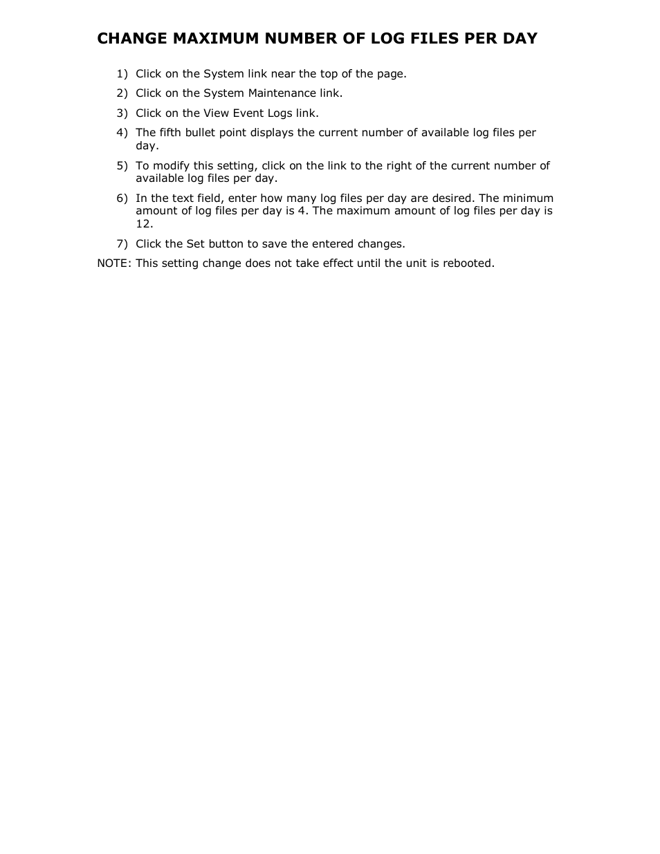 Change maximum number of log files per day | DNF Controls GTP-32 User Manual | Page 39 / 47