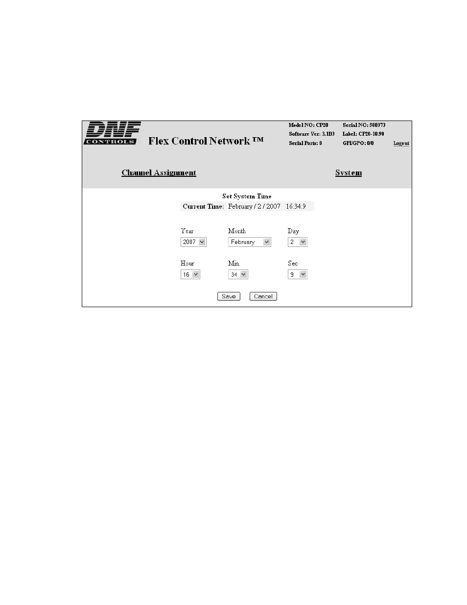 Set system time | DNF Controls CP20 User Manual | Page 12 / 42