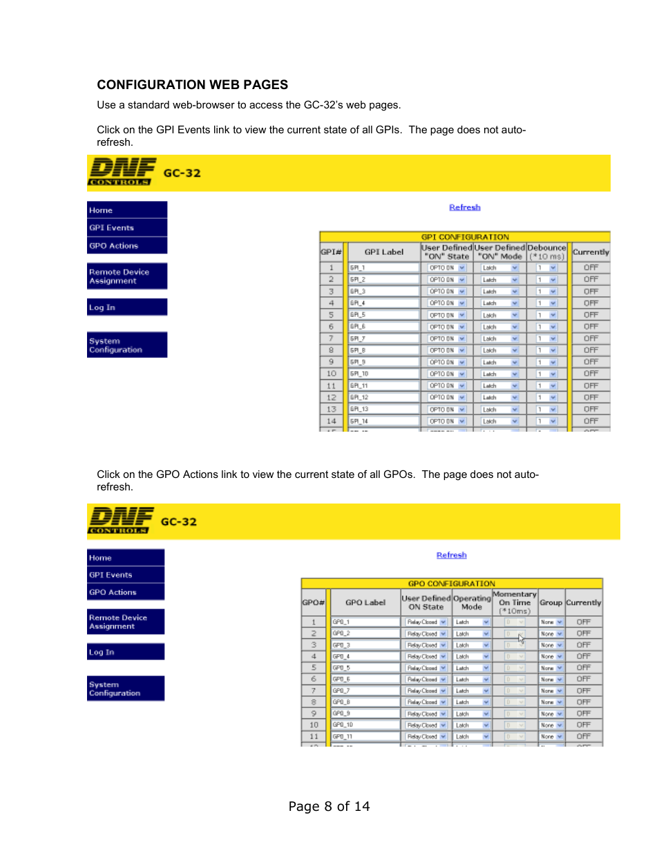 DNF Controls GC-32 GPIO Controller User Manual | Page 8 / 14