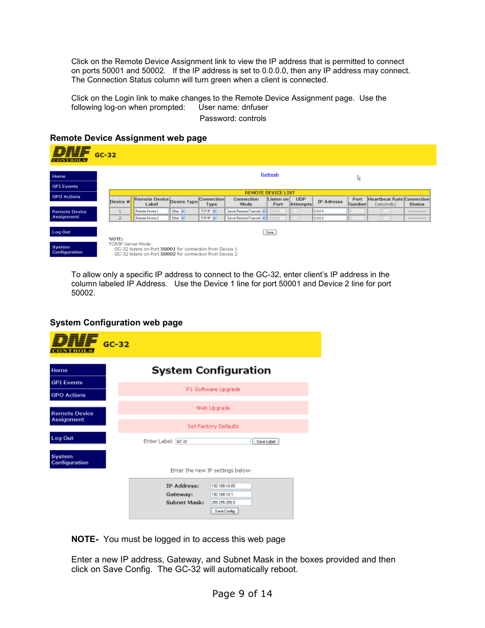 DNF Controls GC-32 GPIO Controller User Manual | Page 9 / 14