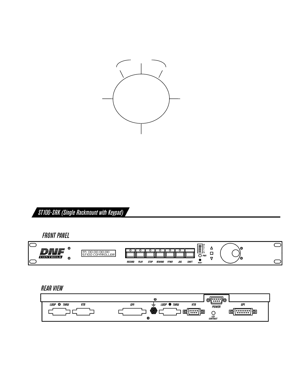 Rackmount front and rear view | DNF Controls ST100 Shuttle Box User Manual | Page 9 / 12