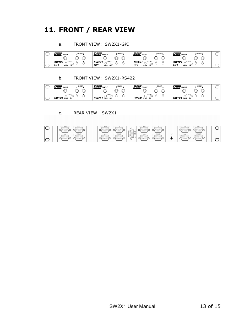 Front / rear view | DNF Controls SW2X1 User Manual | Page 13 / 14