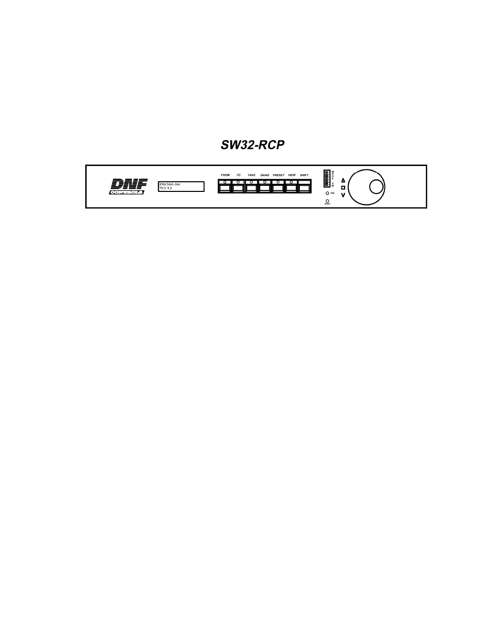 Front panel layout, Front panel, Sw32ps-rcp port switcher controller | DNF Controls SW32PS-RCP User Manual | Page 15 / 17