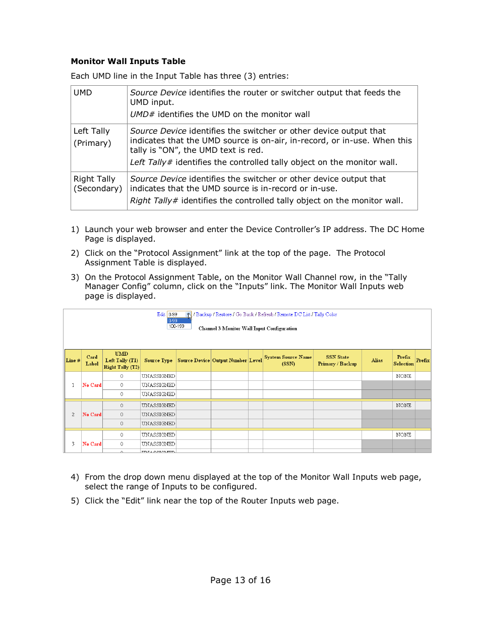 DNF Controls Tally Manager User Manual | Page 13 / 16