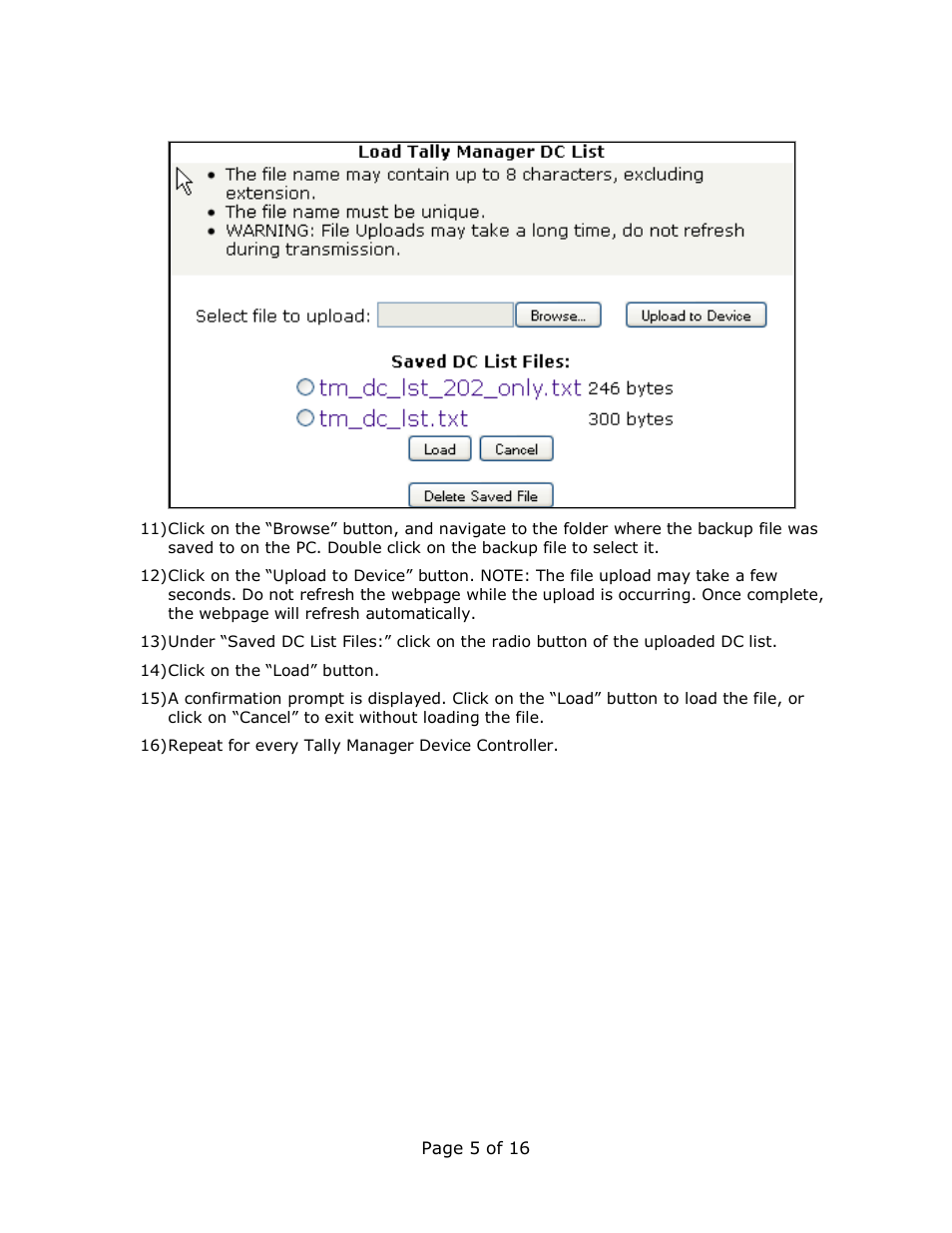 DNF Controls Tally Manager User Manual | Page 5 / 16