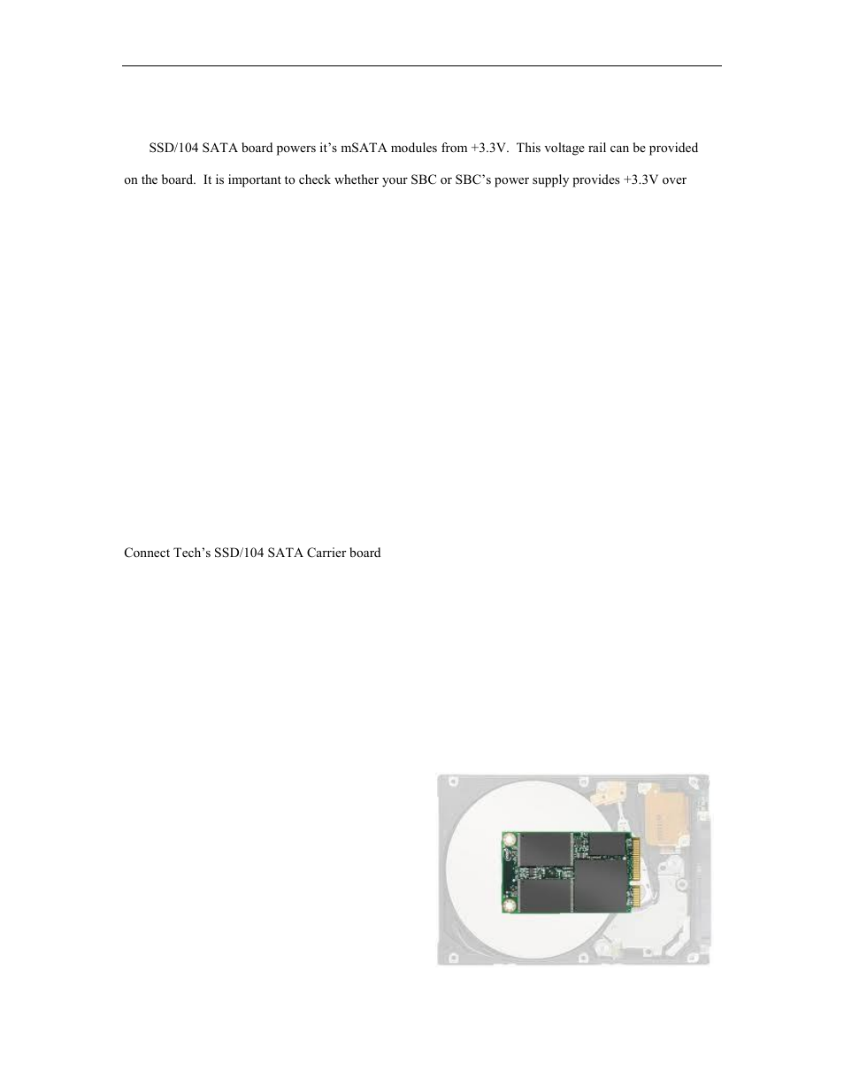 Msata ssd module information, Power sourcing explaination, Hardware installation information | Connect Tech SSD/104 User Manual | Page 10 / 12