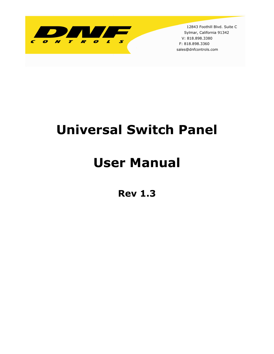 DNF Controls Universal Switch Panel (USP-8, USP-8D, & USP-16) User Manual | 43 pages