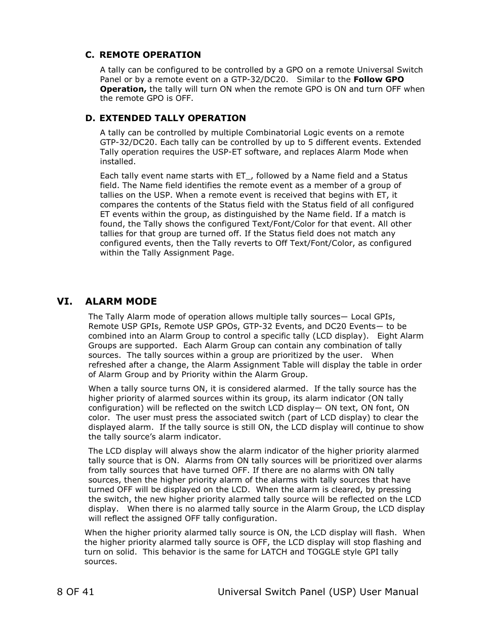 DNF Controls Universal Switch Panel (USP-8, USP-8D, & USP-16) User Manual | Page 10 / 43