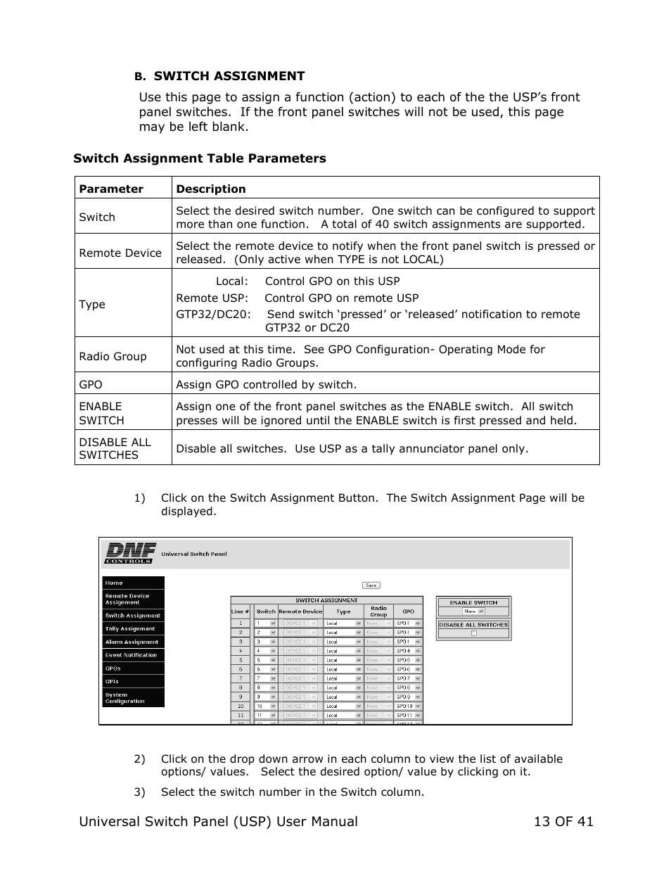 DNF Controls Universal Switch Panel (USP-8, USP-8D, & USP-16) User Manual | Page 15 / 43