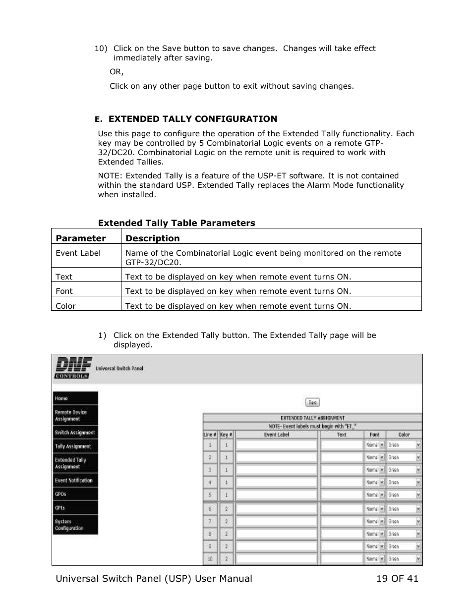DNF Controls Universal Switch Panel (USP-8, USP-8D, & USP-16) User Manual | Page 21 / 43