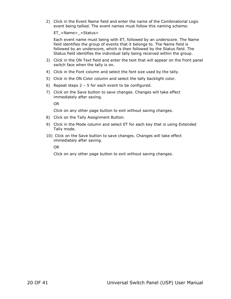 DNF Controls Universal Switch Panel (USP-8, USP-8D, & USP-16) User Manual | Page 22 / 43