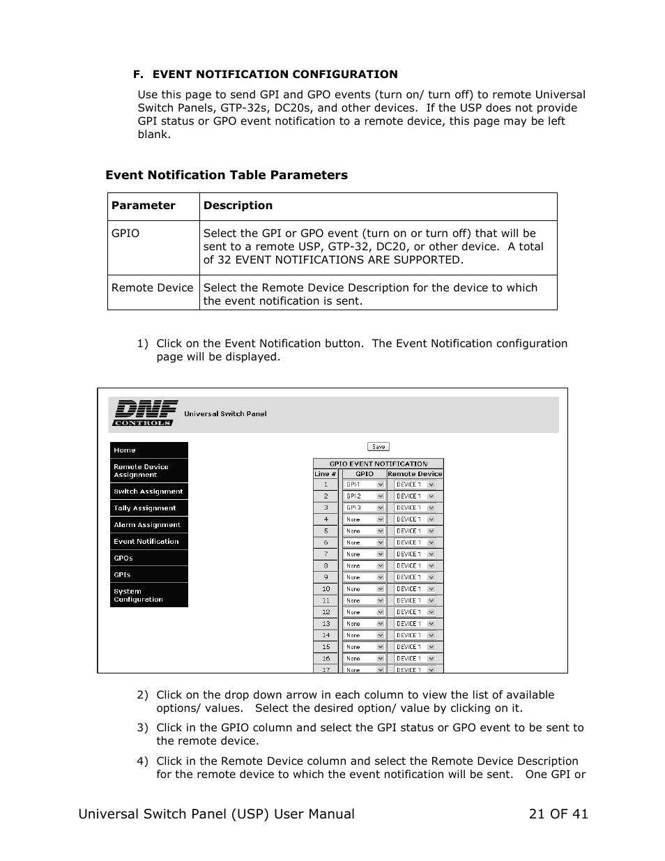 DNF Controls Universal Switch Panel (USP-8, USP-8D, & USP-16) User Manual | Page 23 / 43