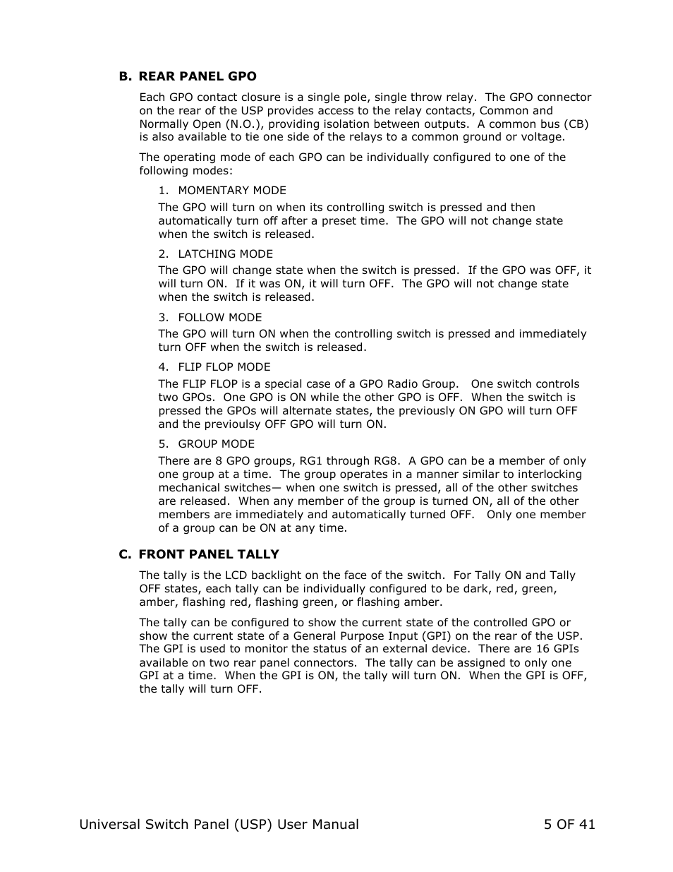 DNF Controls Universal Switch Panel (USP-8, USP-8D, & USP-16) User Manual | Page 7 / 43