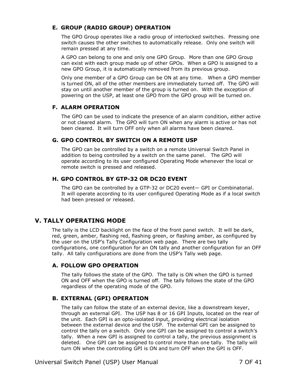 DNF Controls Universal Switch Panel (USP-8, USP-8D, & USP-16) User Manual | Page 9 / 43