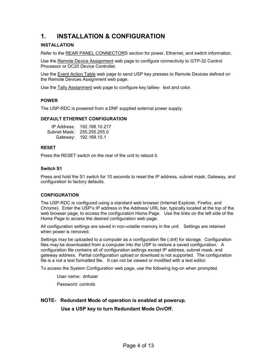 Installation & configuration | DNF Controls USP-RDC User Manual | Page 4 / 13