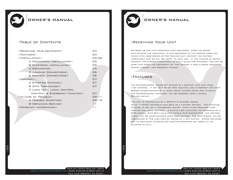 Dove Systems DM-410 User Manual | Page 2 / 6