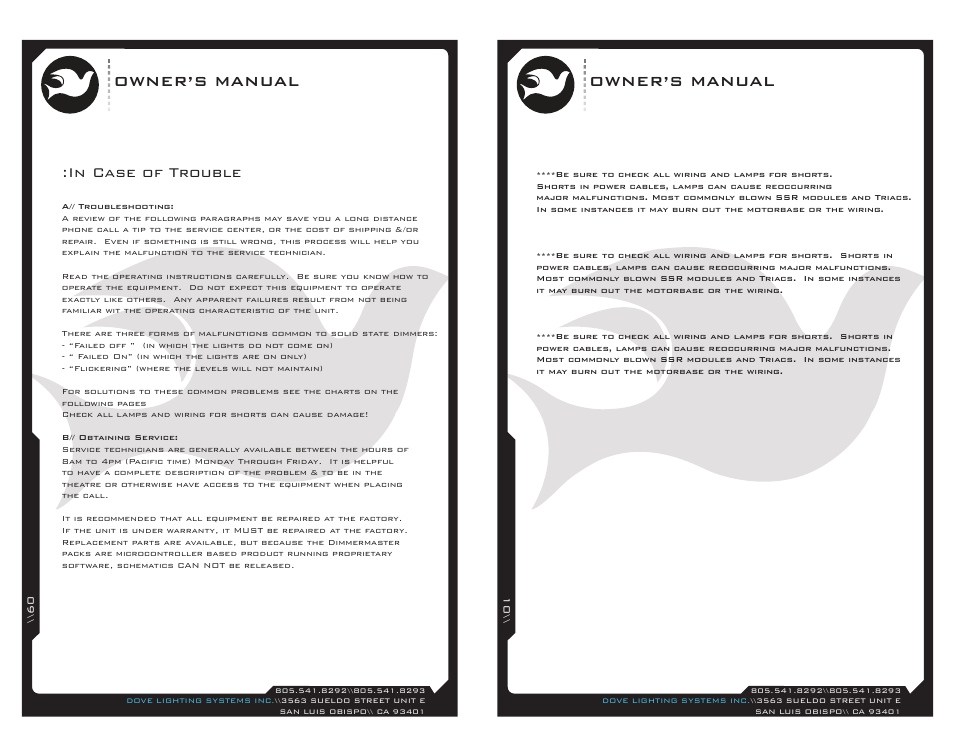 Sb-09, Owner’s manual | Dove Systems DM-410 User Manual | Page 5 / 6