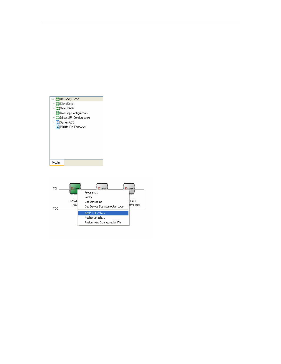 Configuring the fpga with the spi flash, Configuring the fpga / spi flash association | Connect Tech 104 User Manual | Page 20 / 26