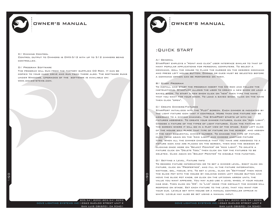 Sp-usb-5, Owner’s manual, Quick start | Dove Systems Starport Win User Manual | Page 3 / 7