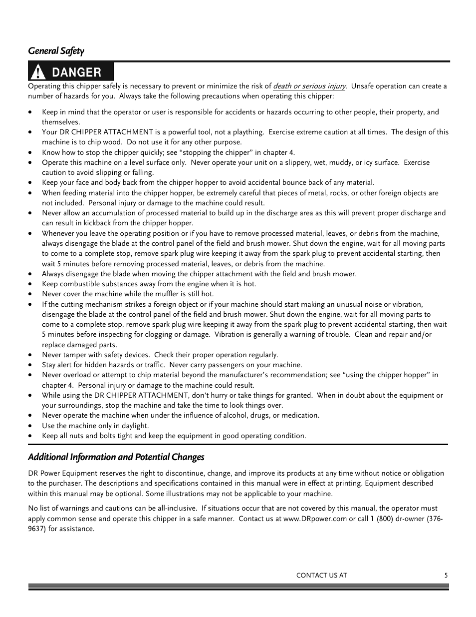DR Power Chipper User Manual | Page 5 / 32
