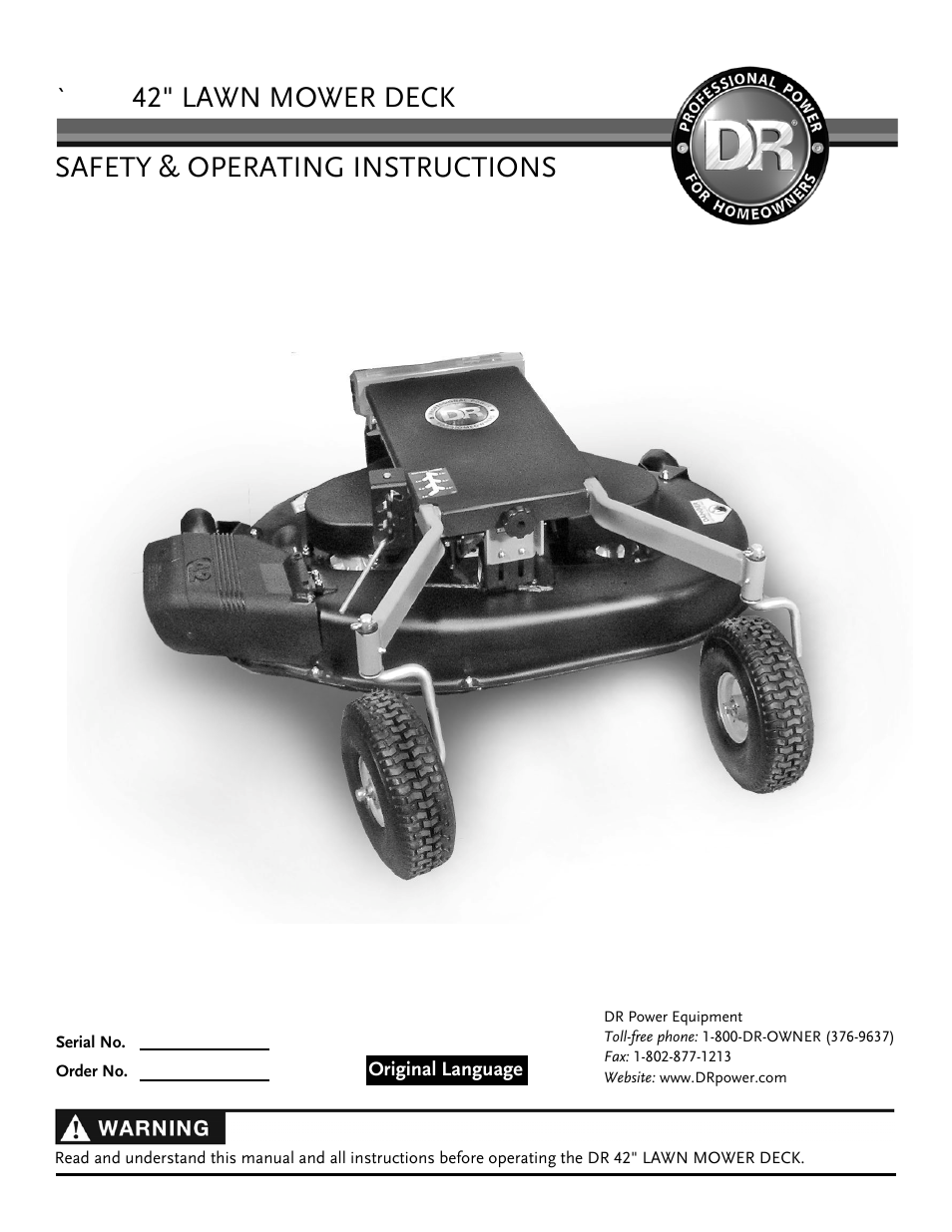 DR Power 42 Lawn Mower Deck User Manual | 24 pages