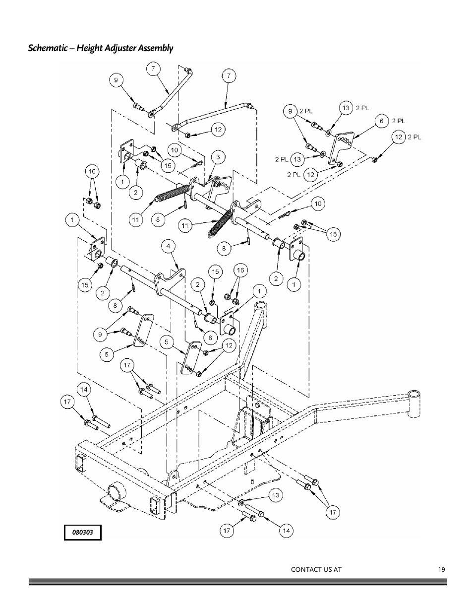 Schematic – height adjuster assembly | DR Power 42 Lawn Mower Deck User Manual | Page 19 / 24