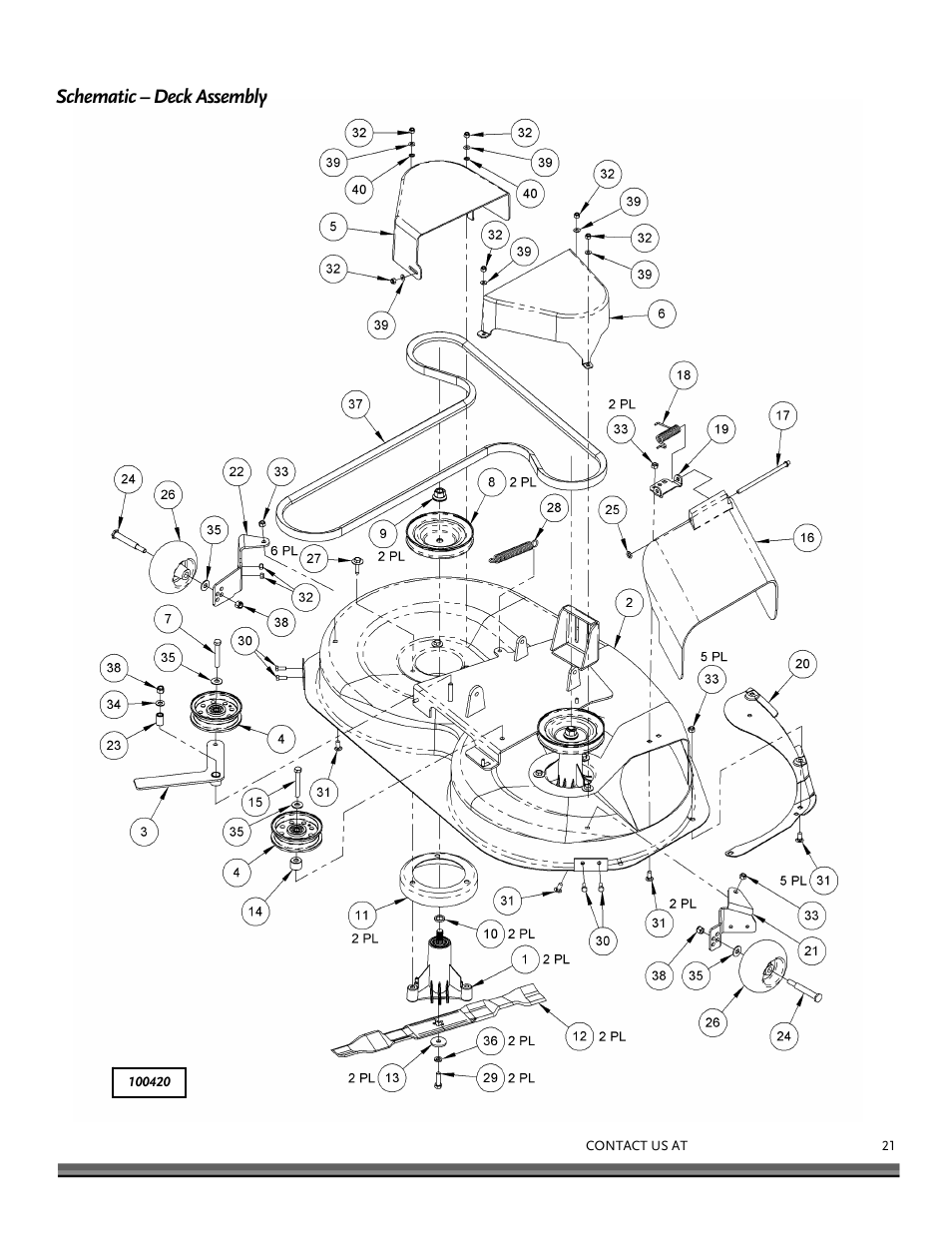 Schematic – deck assembly | DR Power 42 Lawn Mower Deck User Manual | Page 21 / 24