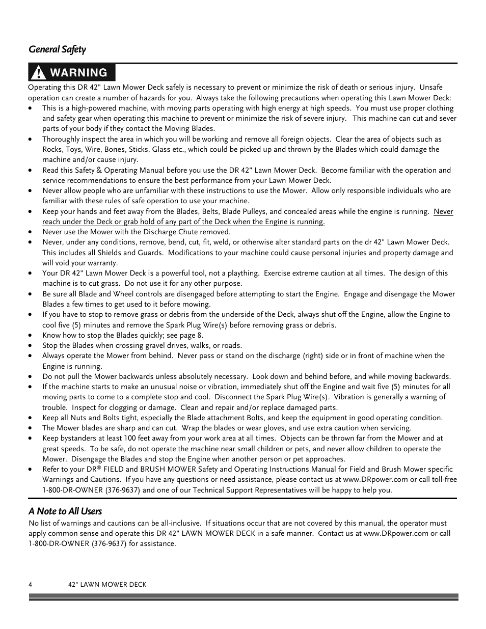 DR Power 42 Lawn Mower Deck User Manual | Page 4 / 24