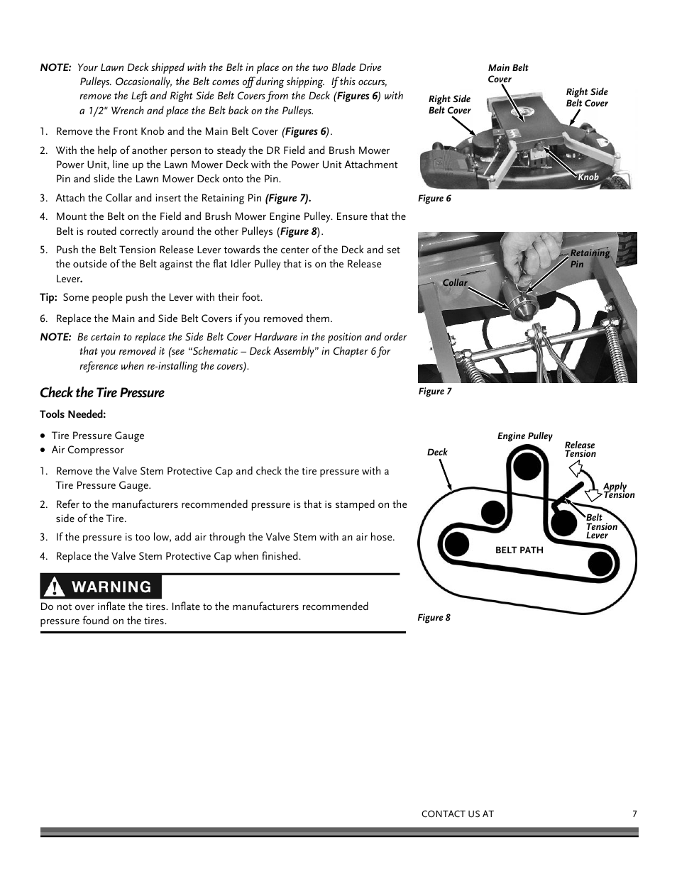 Check the tire pressure | DR Power 42 Lawn Mower Deck User Manual | Page 7 / 24