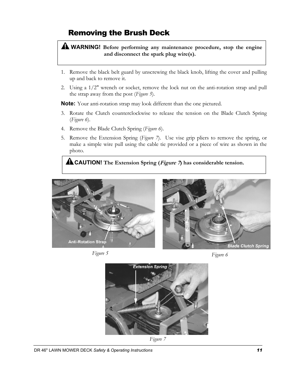 Removing the brush deck | DR Power 46 Lawn Mower Deck User Manual | Page 15 / 42