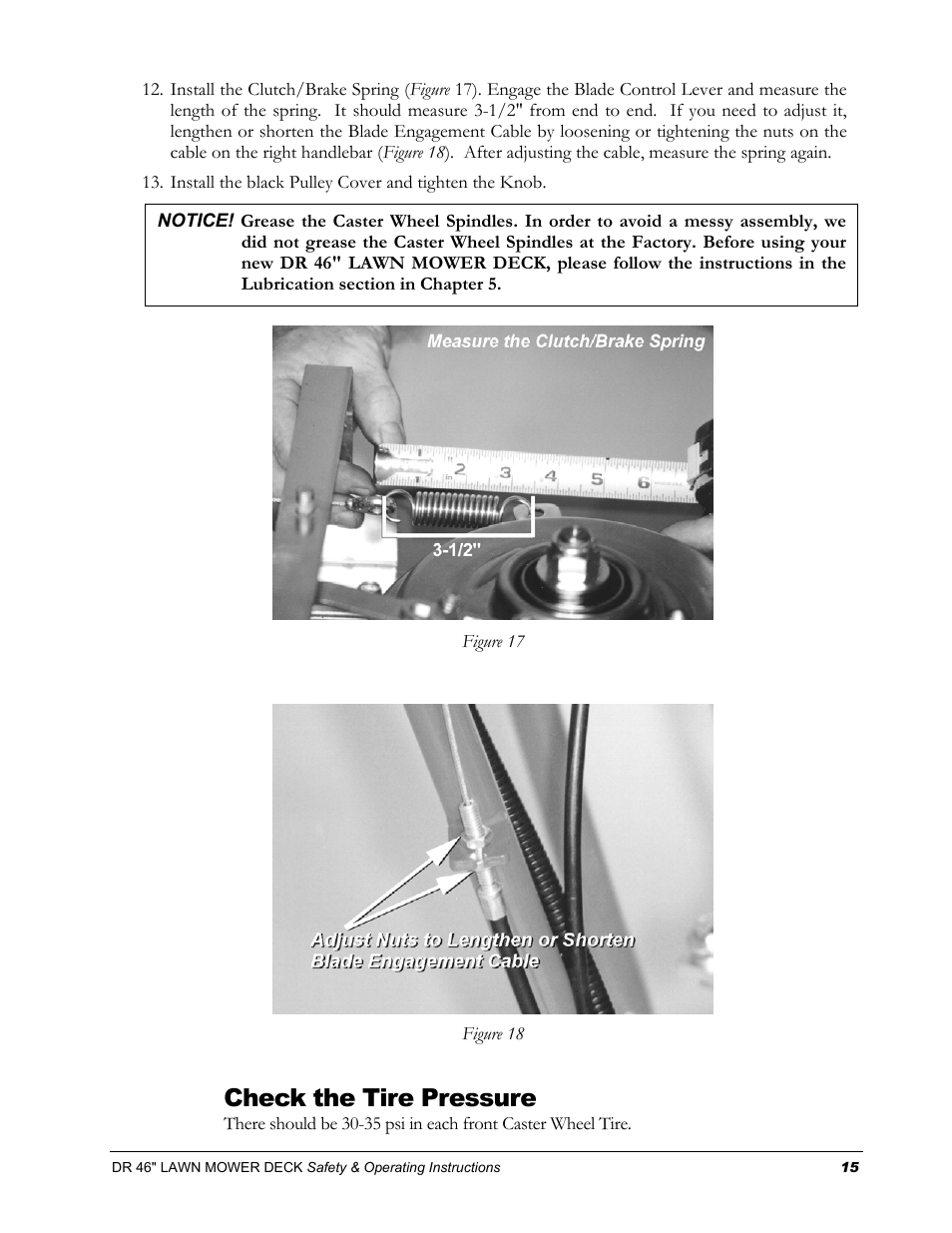 Check the tire pressure | DR Power 46 Lawn Mower Deck User Manual | Page 19 / 42