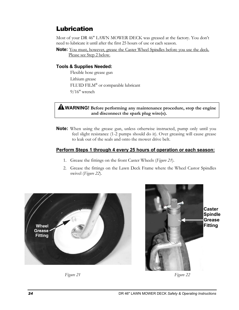 Lubrication | DR Power 46 Lawn Mower Deck User Manual | Page 28 / 42