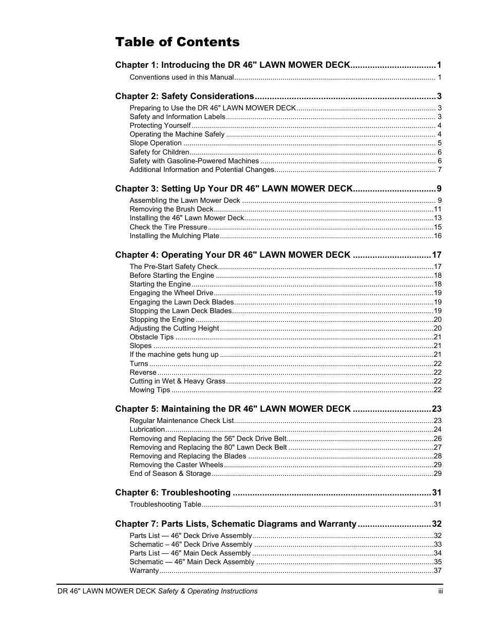 DR Power 46 Lawn Mower Deck User Manual | Page 3 / 42