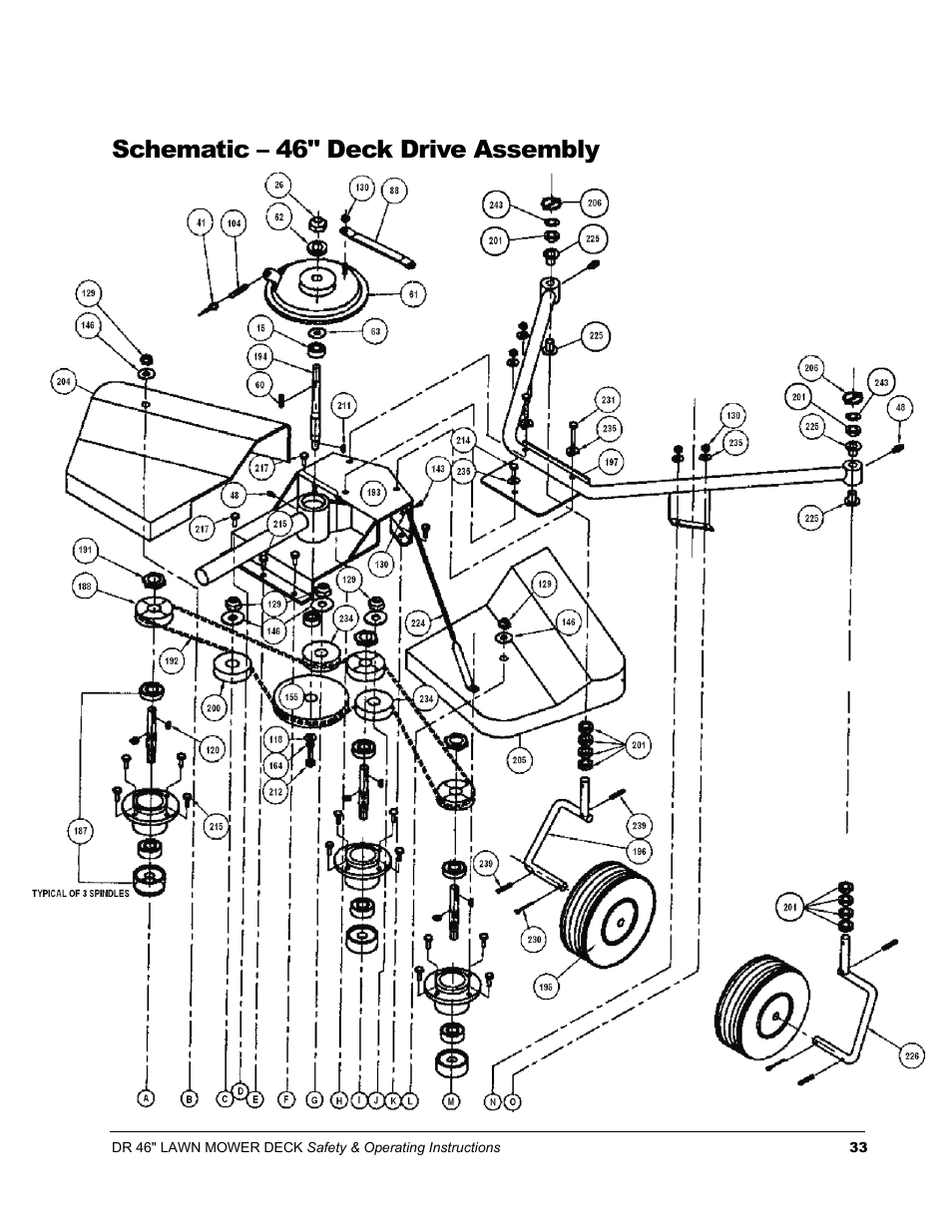 Schematic – 46" deck drive assembly | DR Power 46 Lawn Mower Deck User Manual | Page 37 / 42