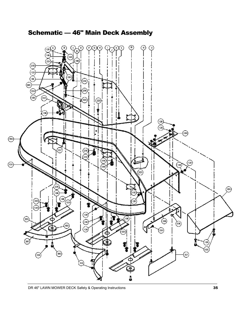 Schematic — 46" main deck assembly | DR Power 46 Lawn Mower Deck User Manual | Page 39 / 42