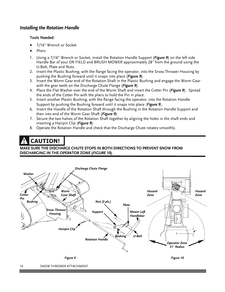 Installing the rotation handle | DR Power 30 Snow Thrower User Manual | Page 18 / 44