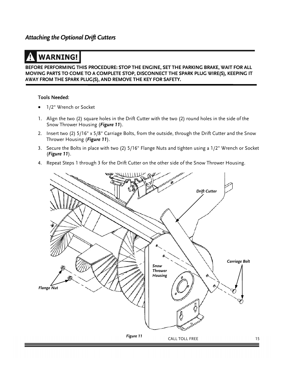 Attaching the optional drift cutters | DR Power 30 Snow Thrower User Manual | Page 19 / 44