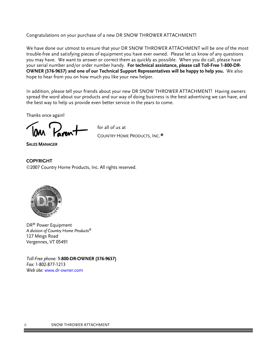DR Power 30 Snow Thrower User Manual | Page 2 / 44