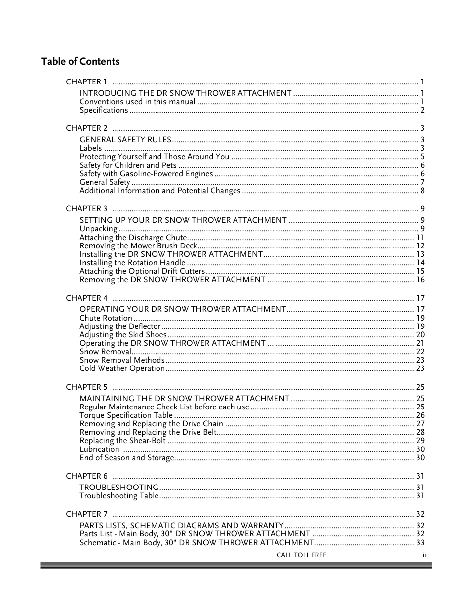 DR Power 30 Snow Thrower User Manual | Page 3 / 44