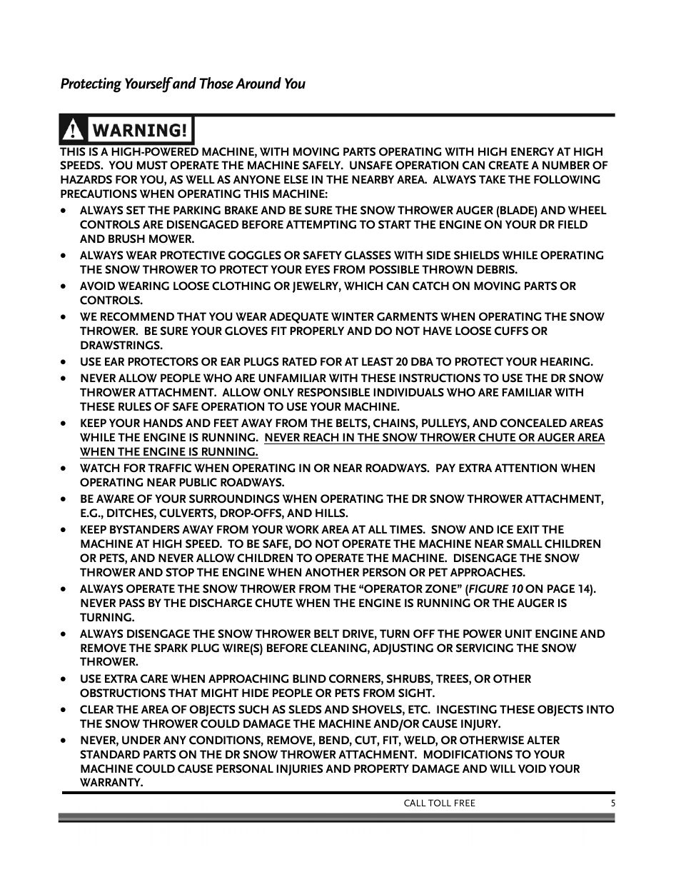 Protecting yourself and those around you | DR Power 30 Snow Thrower User Manual | Page 9 / 44