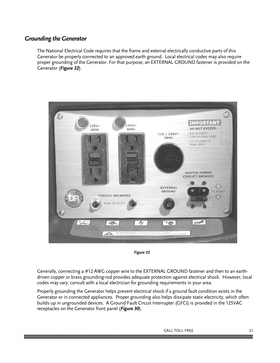 Grounding the generator | DR Power 6000-Watt Generator User Manual | Page 25 / 40